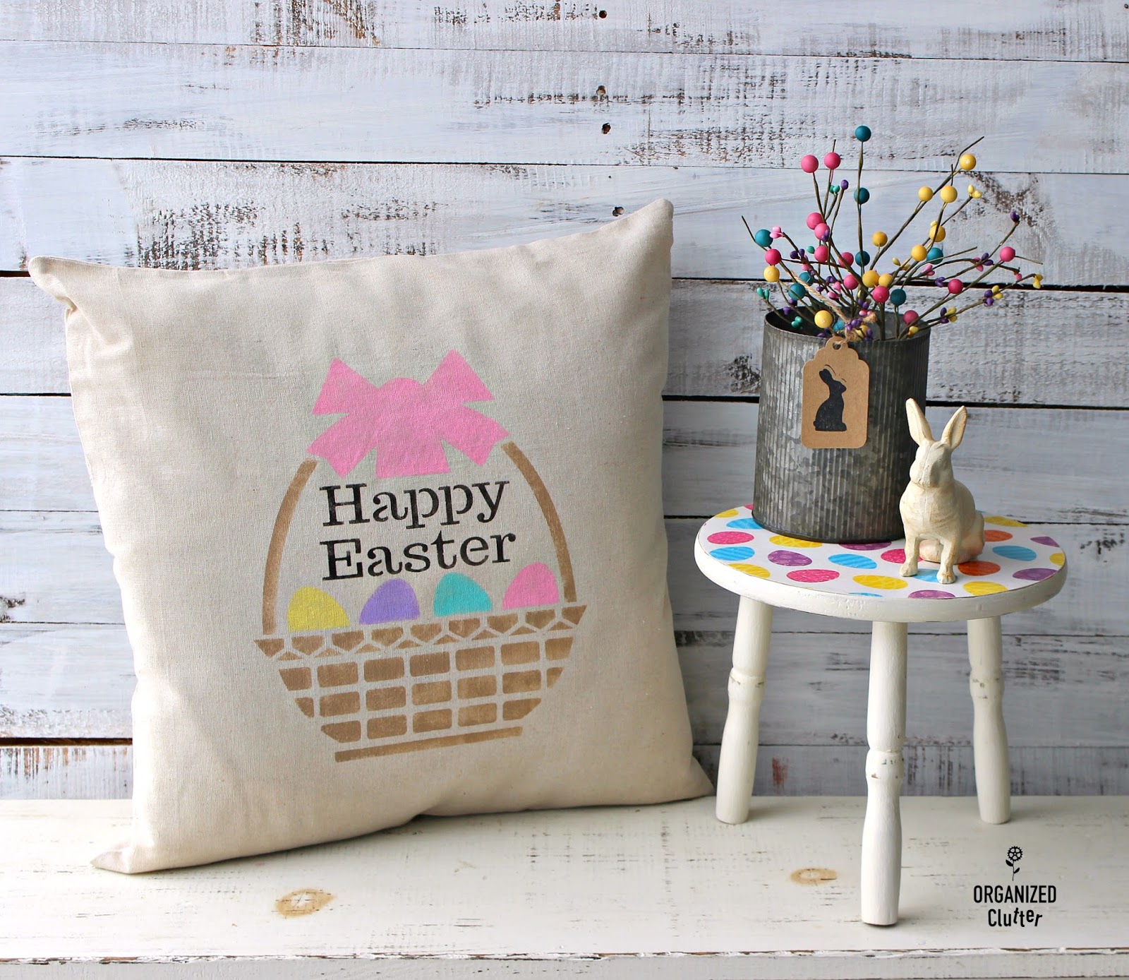 Stenciling Inexpensive Easter Pillow Covers Organized Clutter