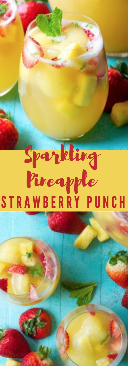 Sparkling Pineapple Strawberry Punch  #pineapple #drink 