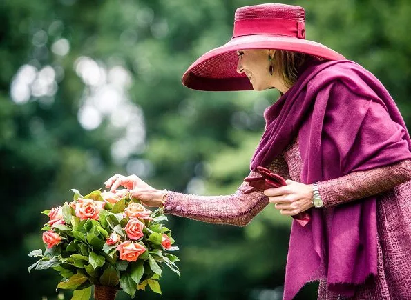 Queen Maxima presents a new rose during the Dutch Rose Association's National Symposium at the Rosarium in Winschoten