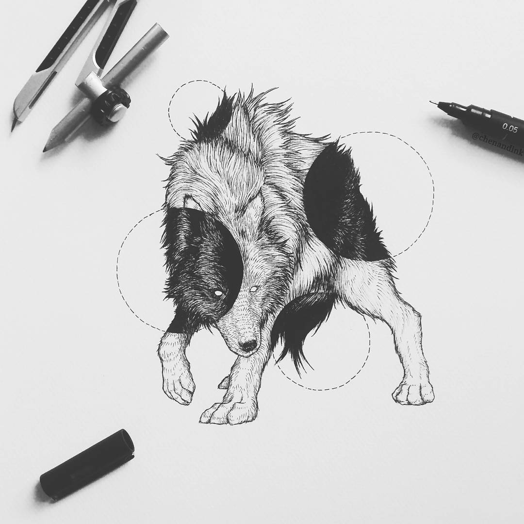 01-Alpha-Wolf-Chen-Naje-Surrealism-Employed-to-Draw-Animal-Illustrations-www-designstack-co
