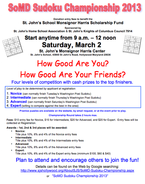 St John s School Sudoku Championship Join The Fun 