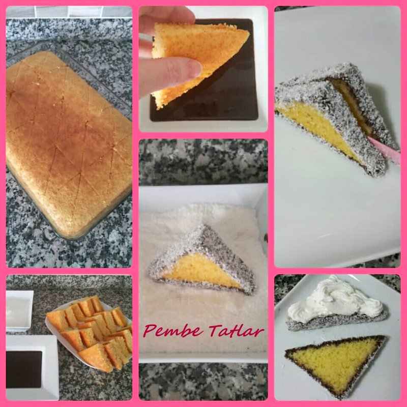 Pembe Tatlar Sandviç Üçgen Kek