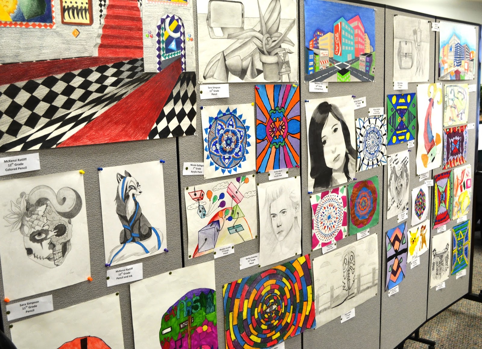 Lessons from the K12 Art Room 712th Grade Art Show at the Galatia Public Library!