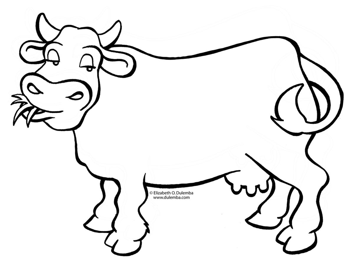 Sketsa gambar sapi untuk belajar mewarnai anak TK