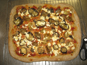 Ellen's eggplant ricotta pizza