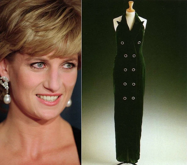 Princess Diana's Catherine Walker iconic bottle green velvet dress will be exhibited at Kensington Palace. 