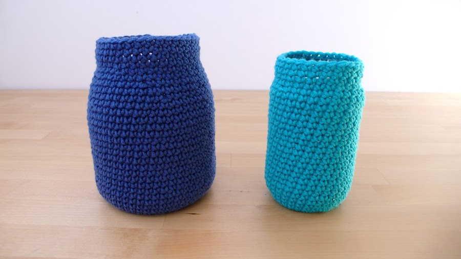 Funda ganchillo tarro cristal