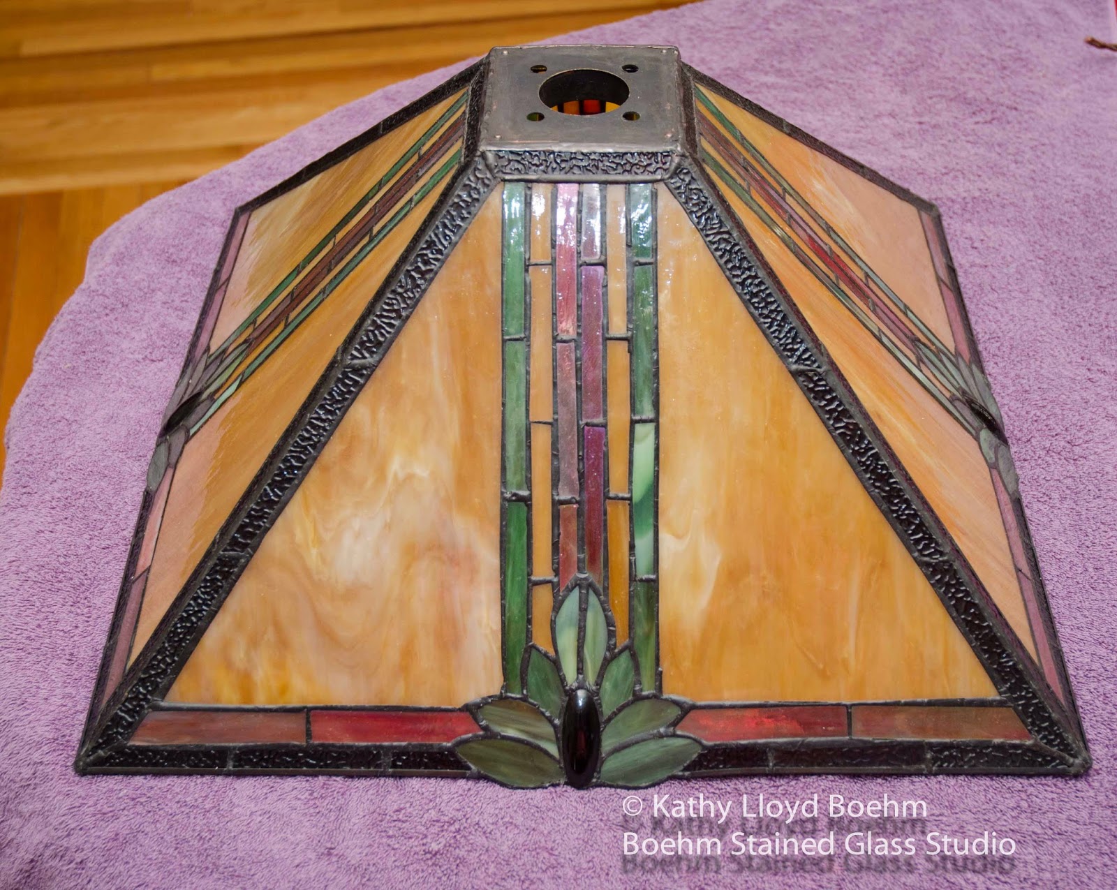 Boehm Stained Glass Blog Replacing Cap onto Stained Glass Lamp