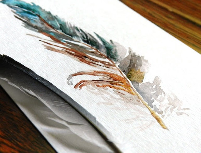 watercolor feather painting