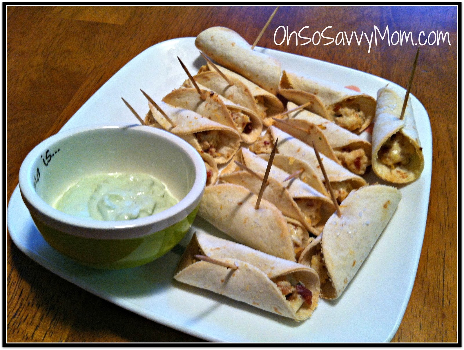 Mini Chicken Taquitos with Avocado Dipping Sauce Perfect Snack for