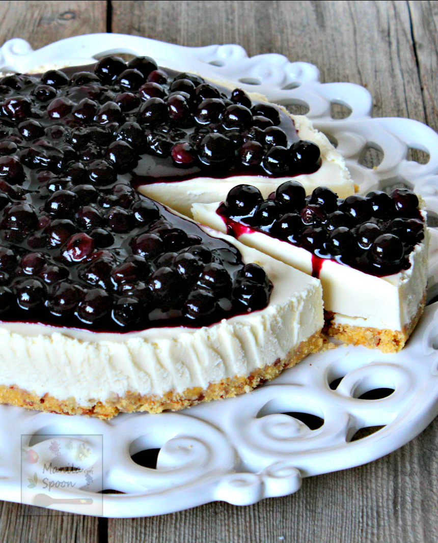 No Bake White Chocolate Blueberry Cheesecake