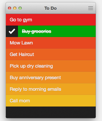 one screen of the Clear app for managing to-do lists