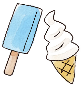 アイスキャンディーとソフトクリームのイラスト