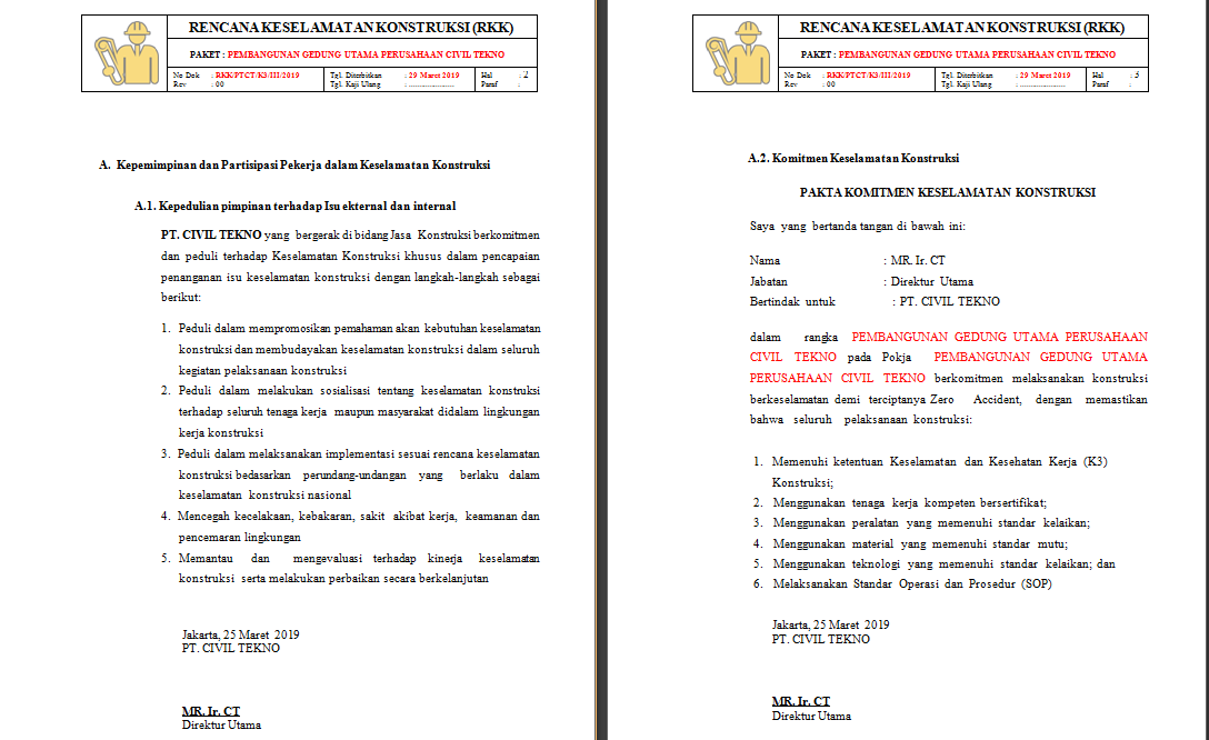 Rencana Keselamatan Konstruksi Rkk Civiltekno