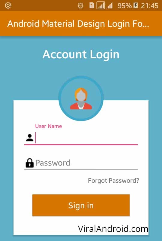 login form material design in android