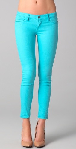 1001 fashion trends: Turquoise skinny jeans | Turquoise cigarette pants