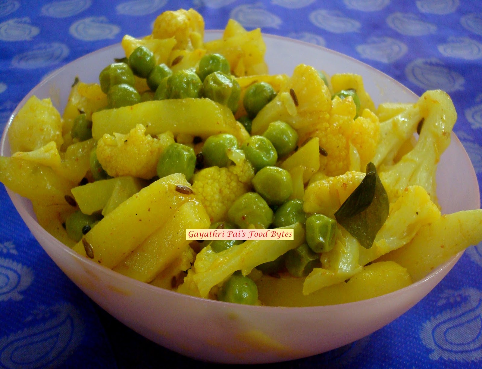 Gayathri Pai's Food Bytes Cauliflower + Green Peas + Potato Bhaji
