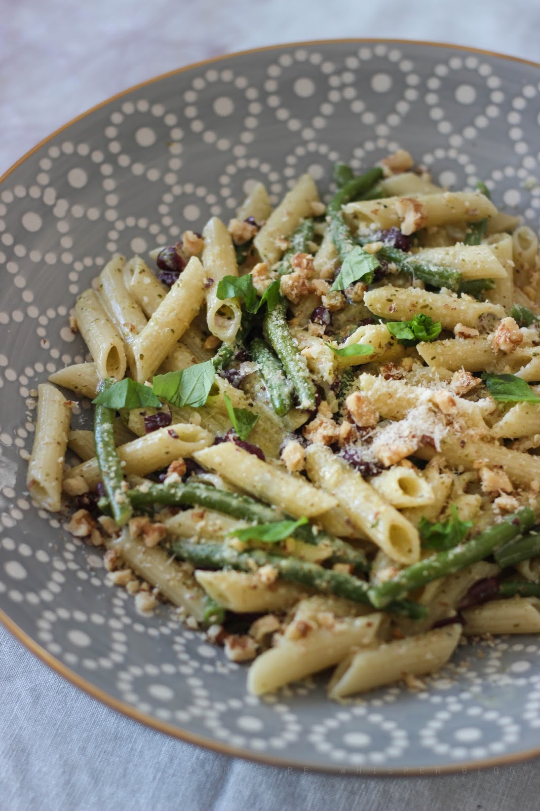 Quick Pesto With Red And Green Beans Pasta Nature Whisper
