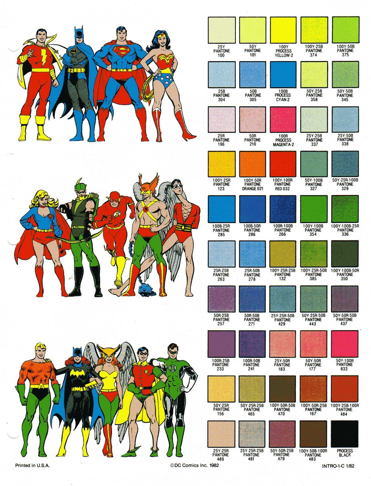 DC Comics of the 1980s 1982 DC Comics colour guide