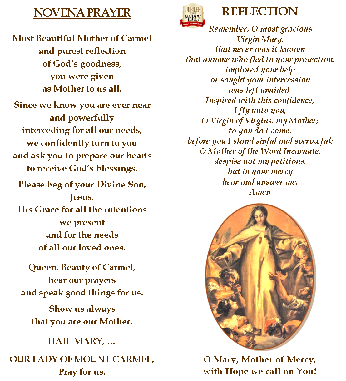 to the Carmel of the Assumption Blog Our Lady of Mount Carmel
