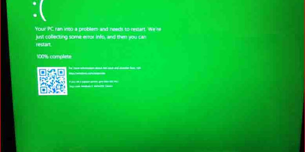 مايكروسوفت  "شاشة الموت الزرقاء"  "Blue Screen Of Death" إلى "شاشة لون خضراء"  "Green Screen Of Death"