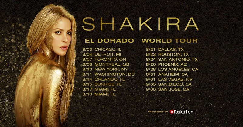 Shakira-Argentina: Nuevas Fechas: El Dorado World Tour