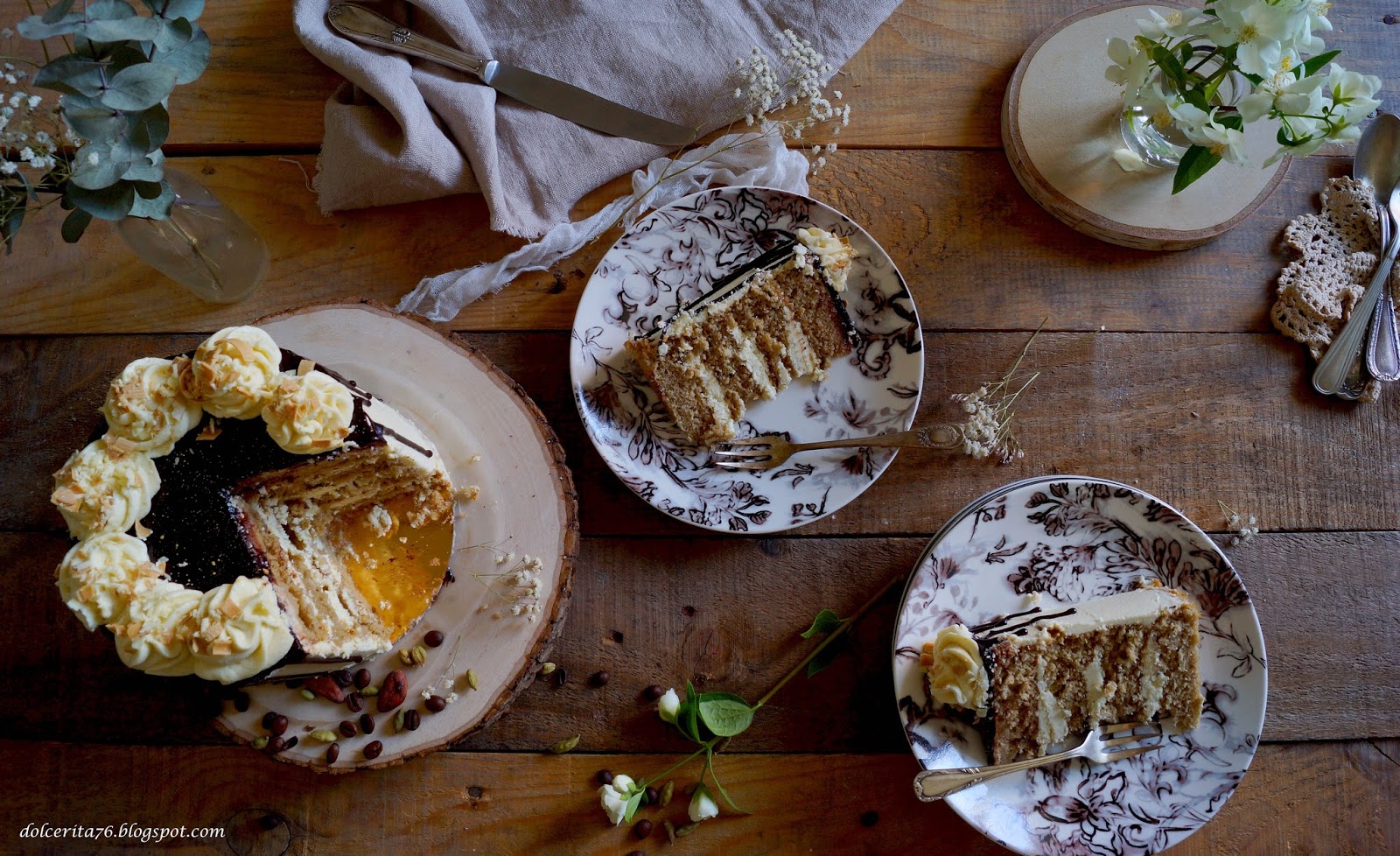 Dolce Rita Coffee Sponge Cake with White Chocolate and Cardamom Ganache!