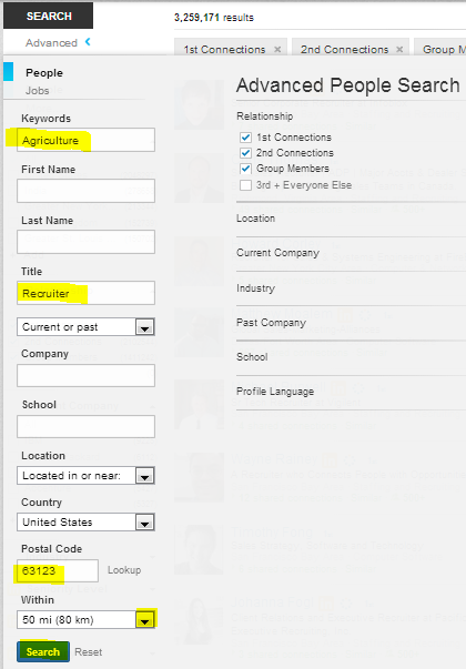 LinkedIn advanced people search