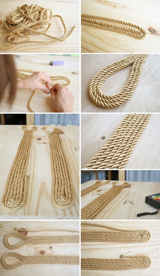 Decorar en familia _Diy cinturón de cordón de seda dorado2