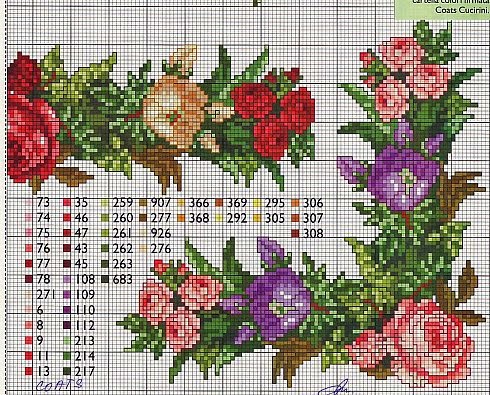 patrones flores en punto de cruz | Revistas de manualidades gratis