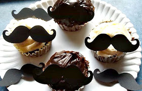Mustache Chocolate Chip and Dr. Pepper Cupcakes.