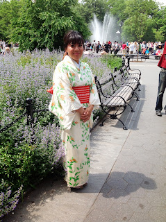 Young woman in Japanese Kimono - Kimono House NY