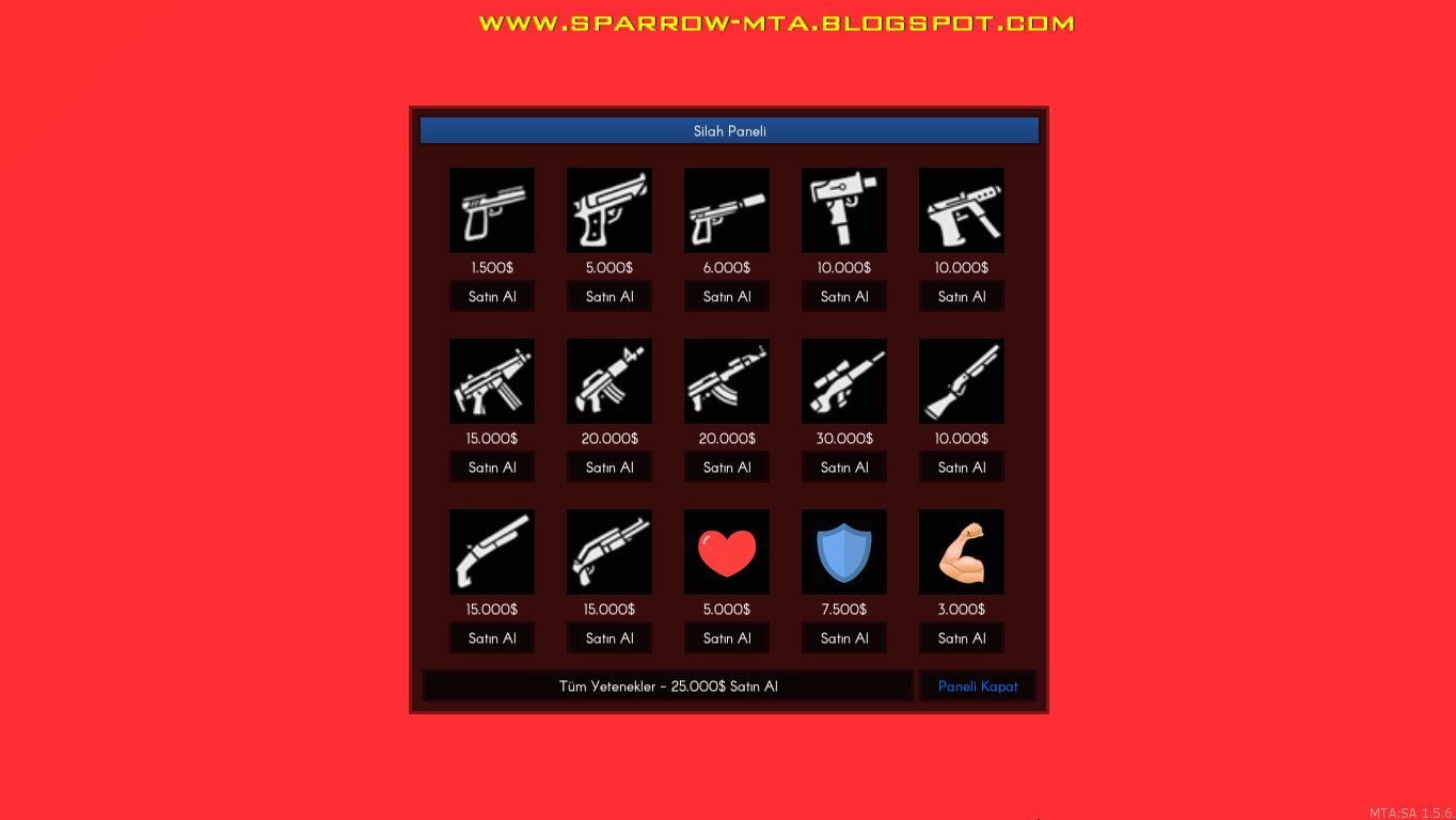 MTA SA F2 Silah Alma Panel Scripti