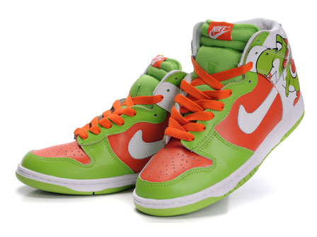 Tienerjaren stok een keer Nike Dunks Custom Design Sneakers : Super Mario Yoshi Character Nike Dunk  SB High Premium Pro Shoes