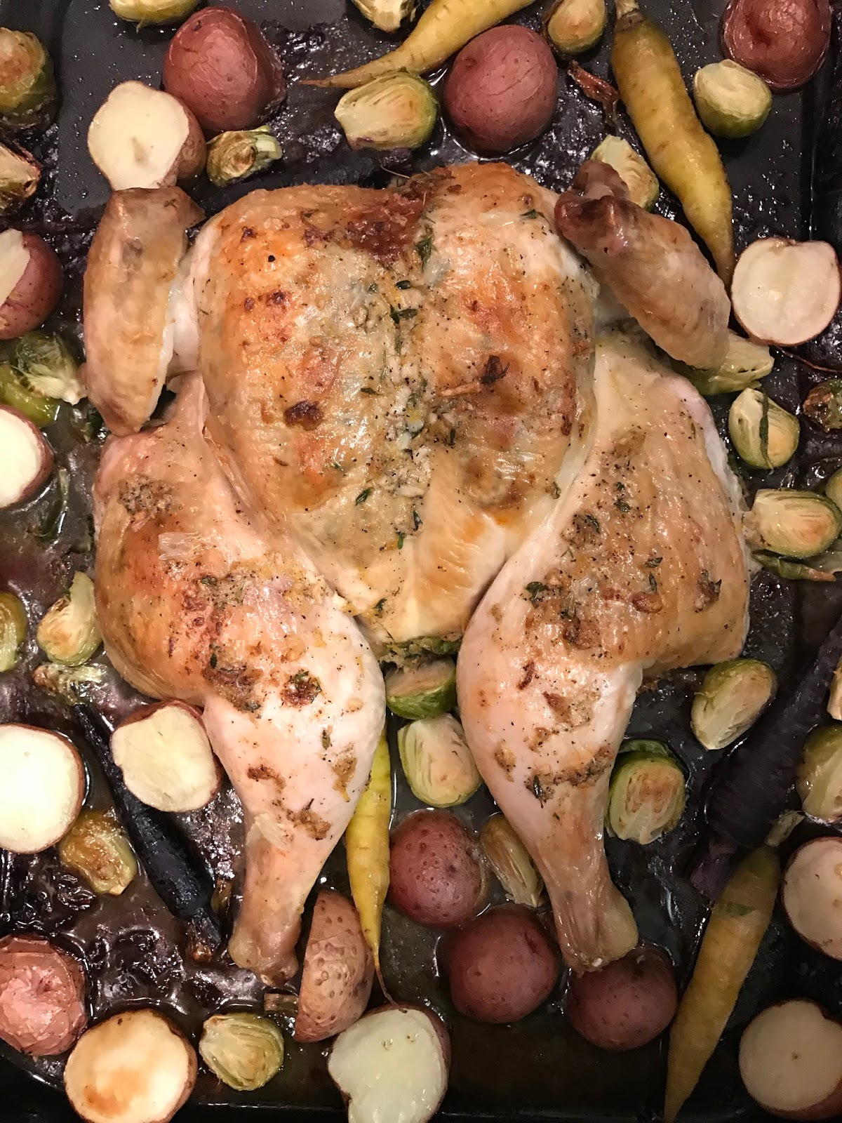 Garlicky Roasted Spatchcock Chicken