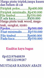 PD.MUSTAJAB3:HARGA PINTU, KUSEN SOLID: HARGA PINTU TRIPLEK DLL