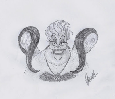 Disney Study: Ursula the Sea Witch from The Little Mermaid, www.JoLinsdell.com #Disney #Sketches