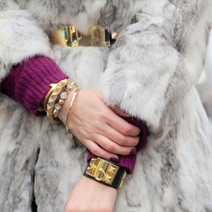 White fur and leather skinnies