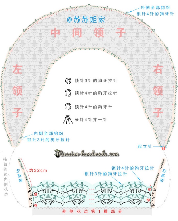 Схемы вязания крючком кружевного воротника (3)