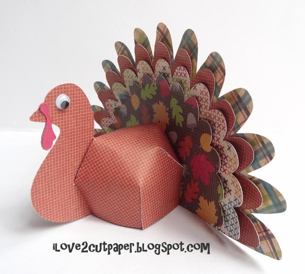 Download i love 2 cut paper: 3D Thanksgiving Turkey cutting file