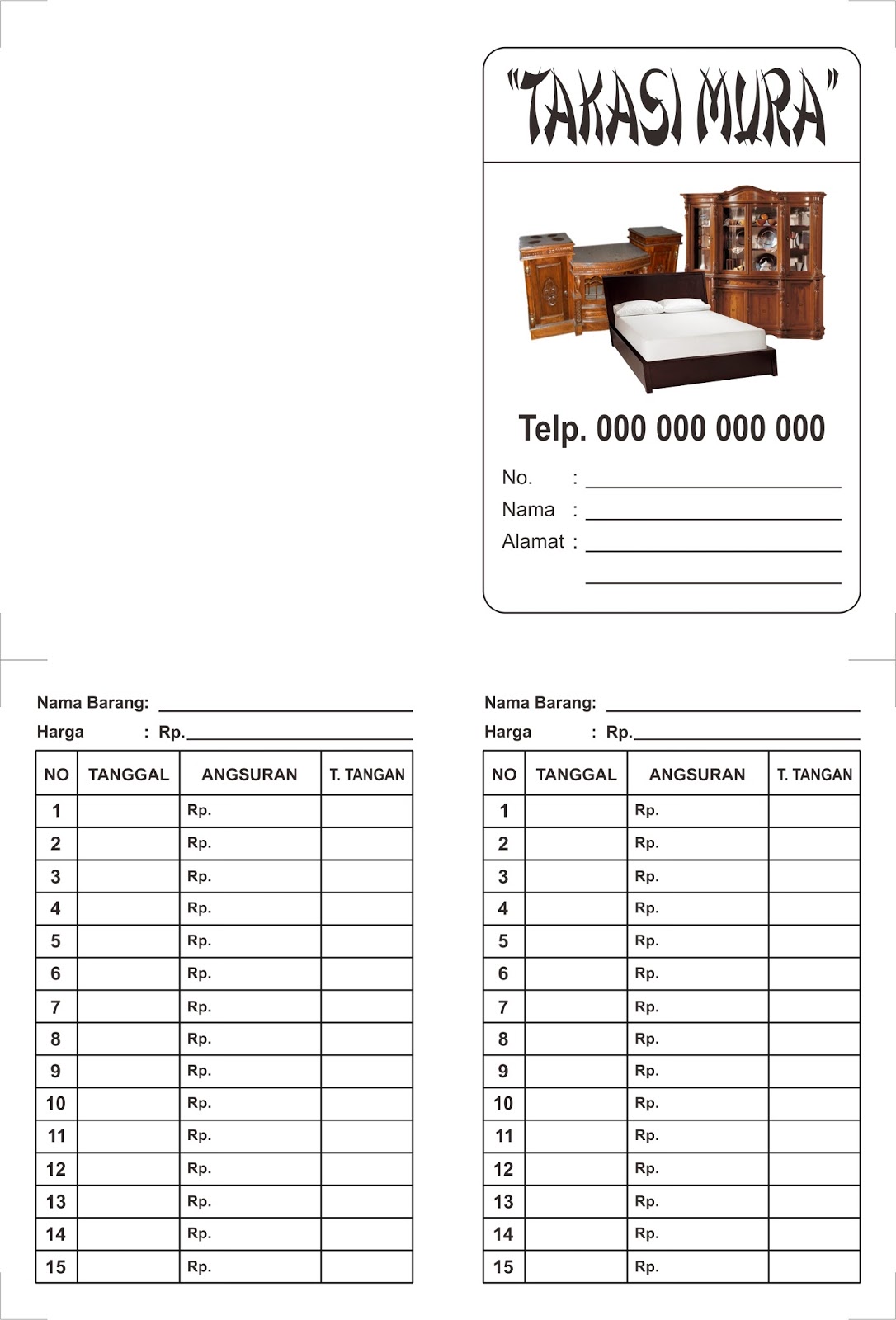 Kartu Angsuran Kumpulan Kata