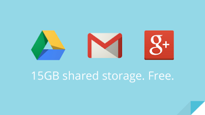Google memberikan 15 GB penyimpanan gratis gabungan antara Drive, Gmail dan Google+