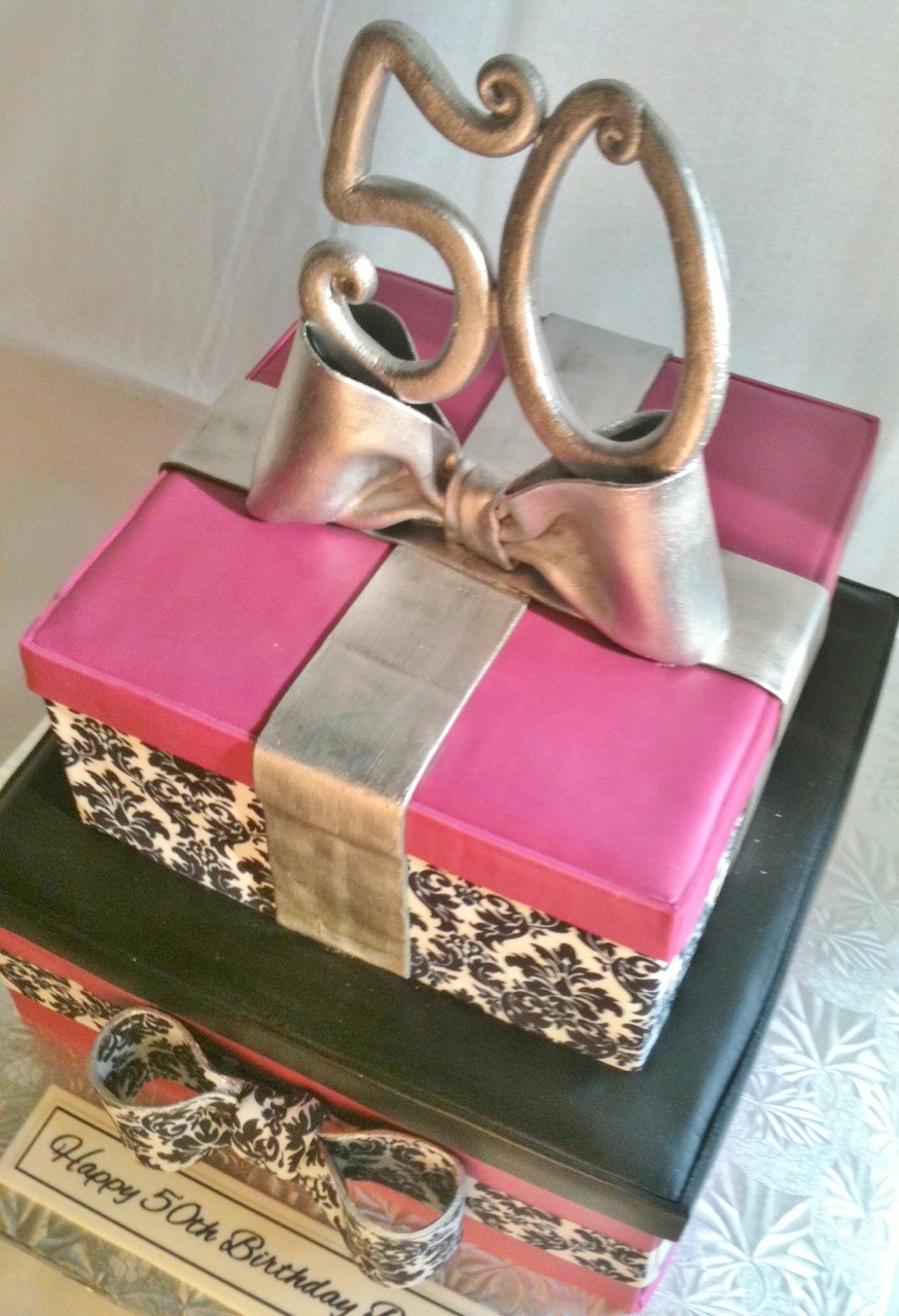 made FRESH daily: Damask Gift Box Cake!