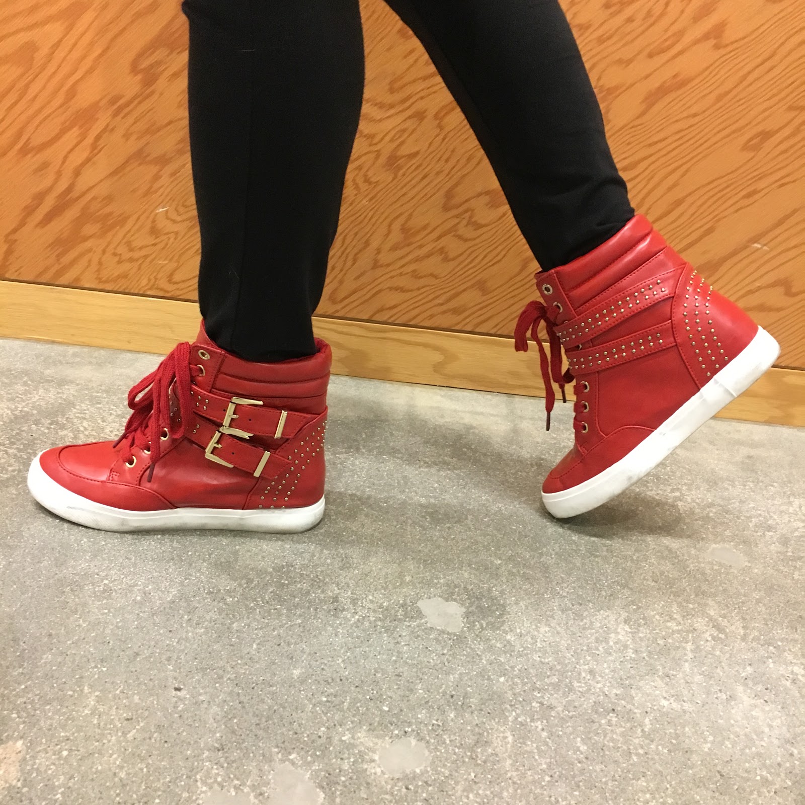 The of #TuesdayShoesday: JustFab Red Studded Sneakers