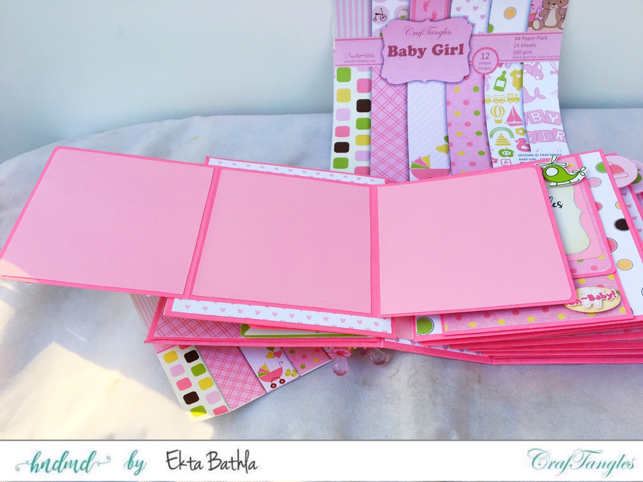 Baby Girl mini album showcasing Baby Girl Elements Pack by CrafTangles