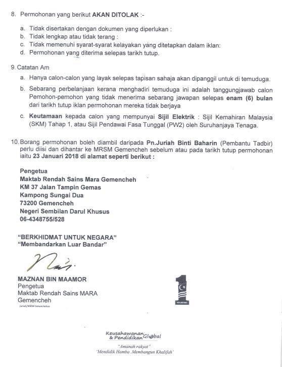 Jawatan Kosong Di Maktab Rendah Sains Mara Mrsm 2018 Jobcari Com Jawatan Kosong Terkini