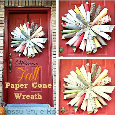 Fall Paper Cone Wreath Tutorial