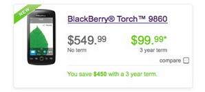 Telus BB Torch 9860 now available