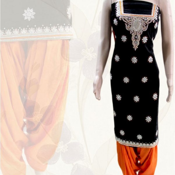 CHARMING BLACK AND ORANGE SUIT | Punjabi Suits