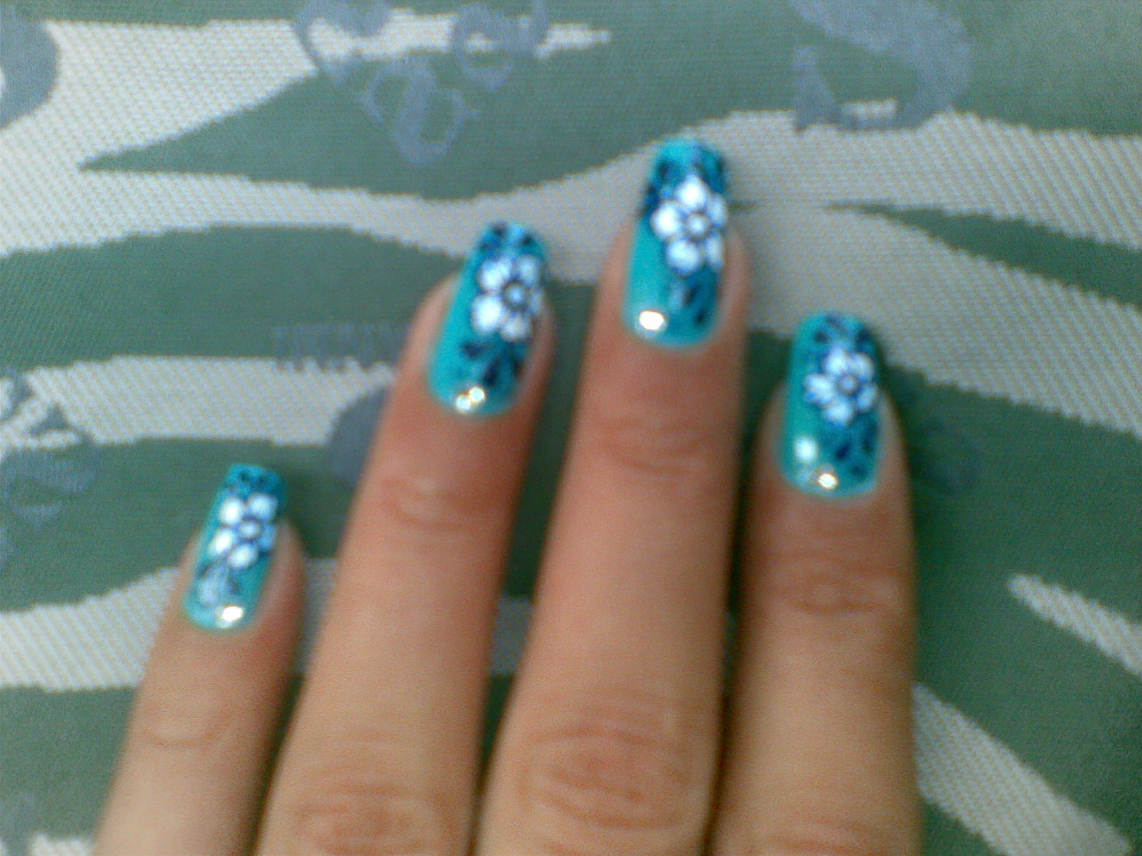4. "Blue Floral Prom Nail Art" - wide 4